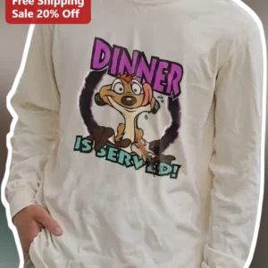 Dinner Is Served Timon Lion King Funny Foodie Long Sleeve Shirt available at our Los Angeles warehouse