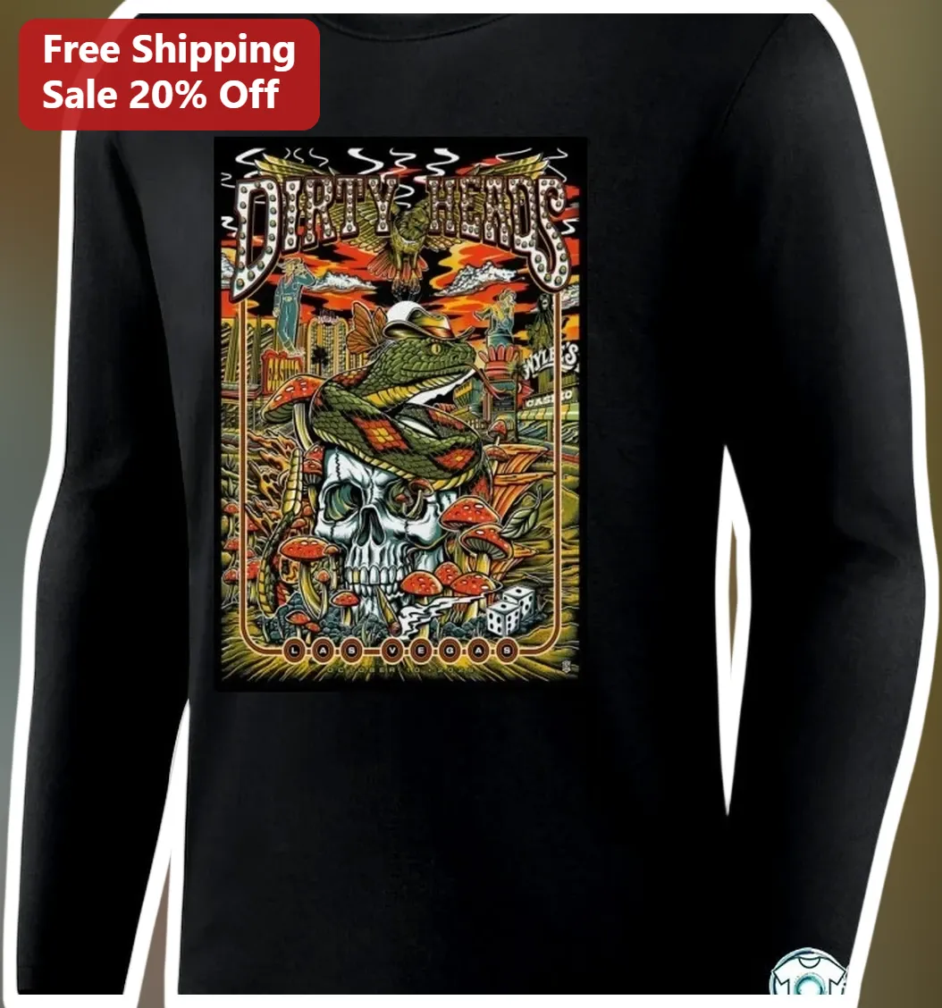 Dirty Heads Las Vegas Long Sleeve Shirt Band Merch Psychedel — Los Angeles Dirty Heads Las Vegas Long Sleeve Shirt Band Merch Psychedelic Snake Skull Design available at our Los Angeles warehouse