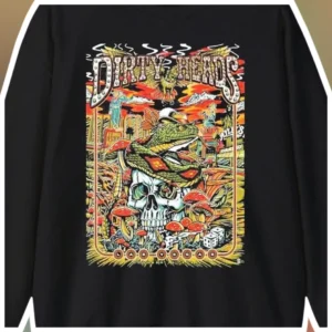 Dirty Heads Long Sleeve Tee Psychedelic Snake Skull Graphic Band Merch available at our Los Angeles warehouse