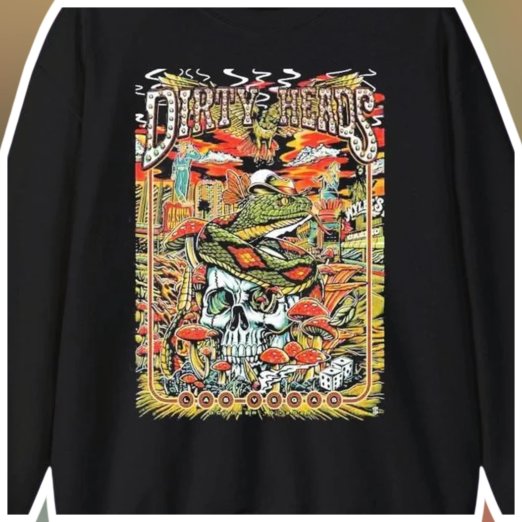 Dirty Heads Long Sleeve Tee Psychedelic Snake Skull Graphic — Los Angeles Dirty Heads Long Sleeve Tee Psychedelic Snake Skull Graphic Band Merch available at our Los Angeles warehouse