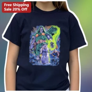 Doctor Doom Vintage Graphic Tee Marvel Fantastic Four Villain Comic Book Shirt available at our Los Angeles warehouse