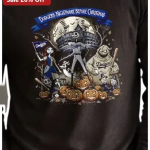 Dodgers Nightmare Before Christmas Long Sleeve Shirt Jack Skellington Halloween Gift available at our Los Angeles warehouse