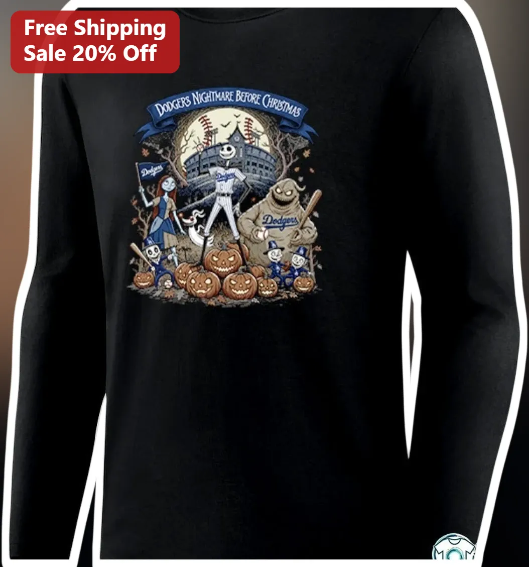 Dodgers Nightmare Before Christmas Long Sleeve Tee Jack Skel — Los Angeles Dodgers Nightmare Before Christmas Long Sleeve Tee Jack Skellington Baseball Fan Gift available at our Los Angeles warehouse