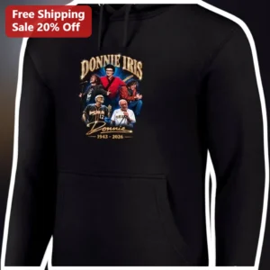 Donnie Iris 1943-2026 Tribute Graphic Hoodie Rock Legend Memorial Gift available at our Los Angeles warehouse