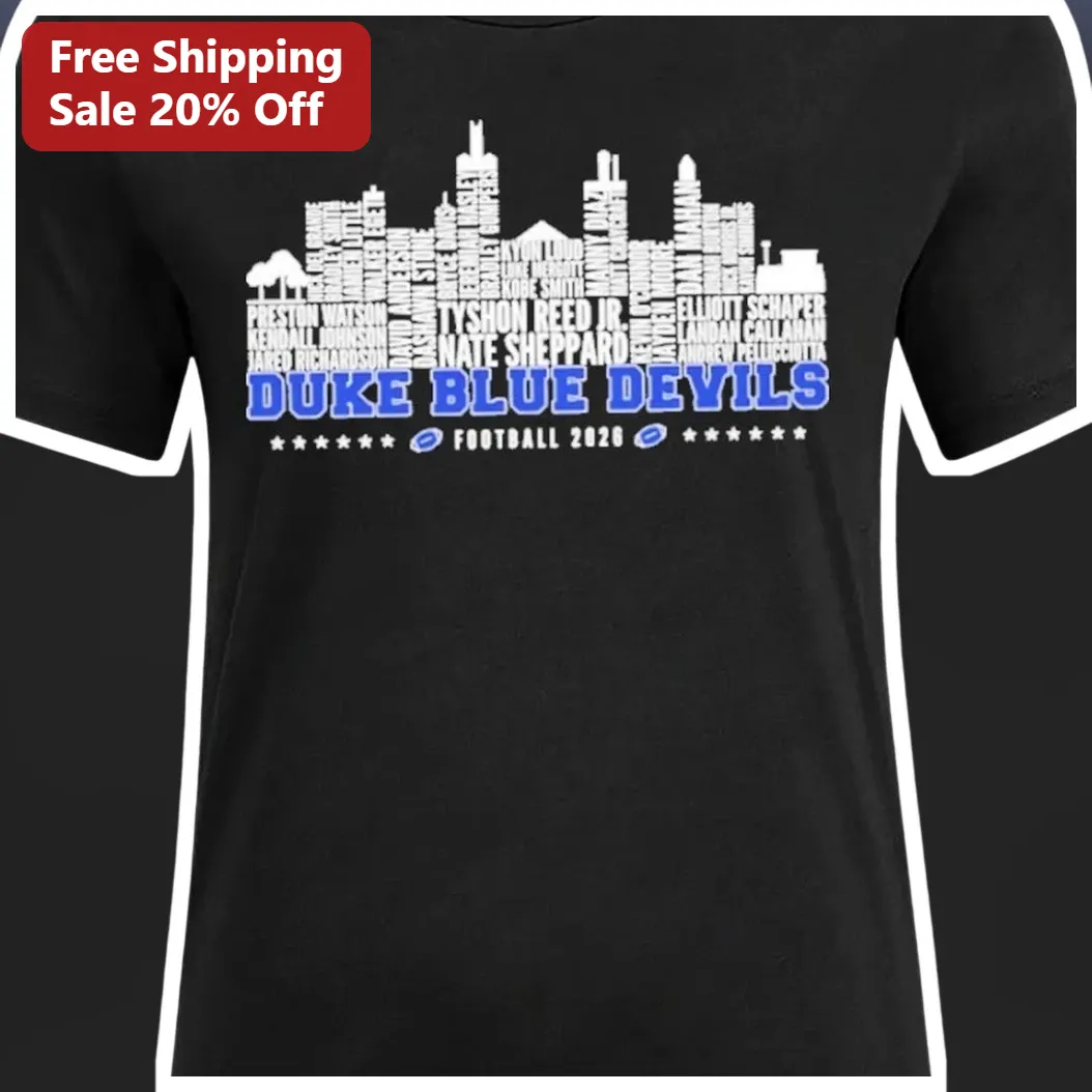 Duke Blue Devils Football 2026 Tee Personalized Custom Name Roster Shirt Gift for Fans available at our Los Angeles warehouse