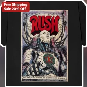 Rush Fifty Something Tour Long Sleeve Tee Vintage Concert Poster Merch available at our Los Angeles warehouse