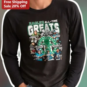 Eagles All-Time Greats Long Sleeve Tee Philadelphia Eagles Legends NFL Football Shirt available at our Los Angeles warehouse