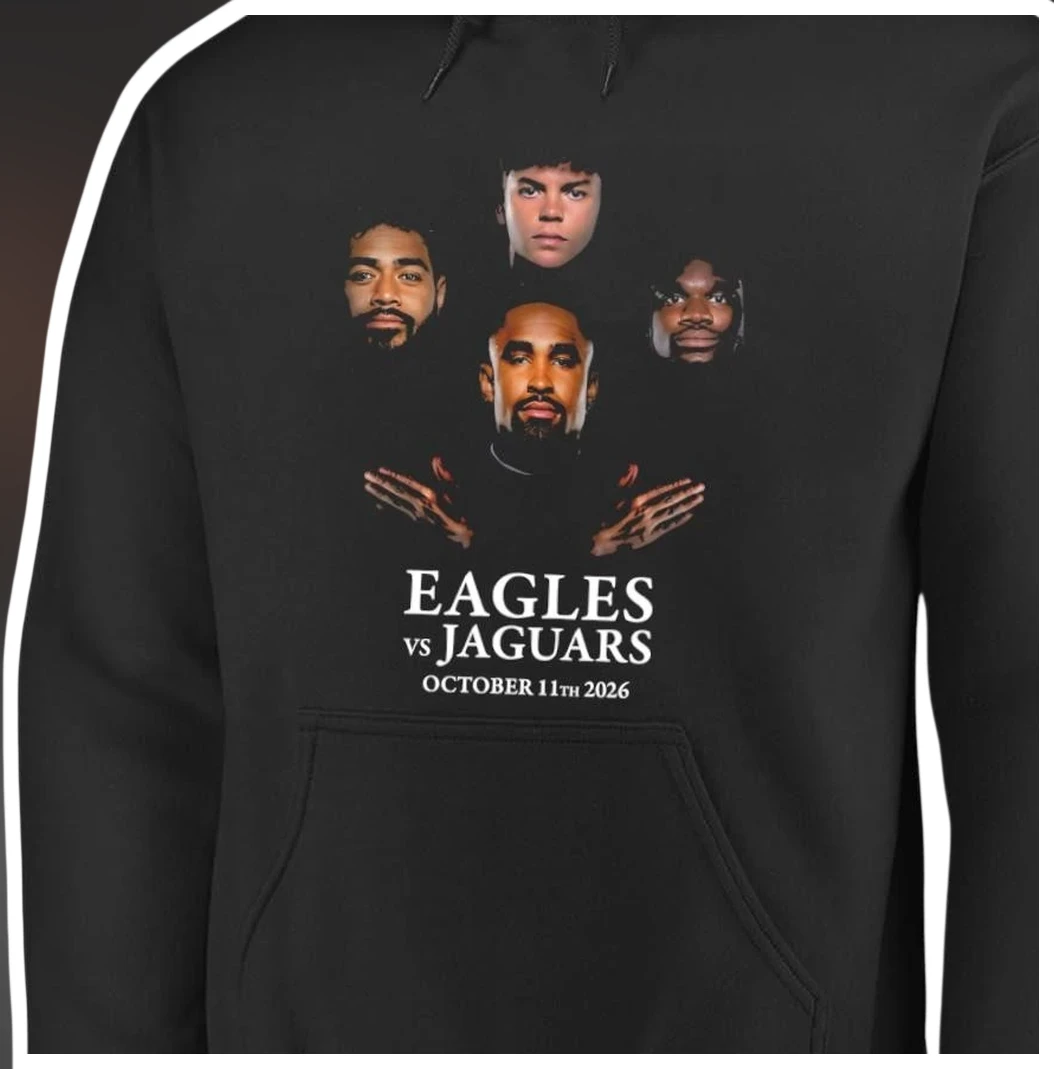 Eagles vs Jaguars Hoodie NFL London Games Matchup Black Pull — Los Angeles Eagles vs Jaguars Hoodie NFL London Games Matchup Black Pullover for Men Women Football Fans available at our Los Angeles warehouse