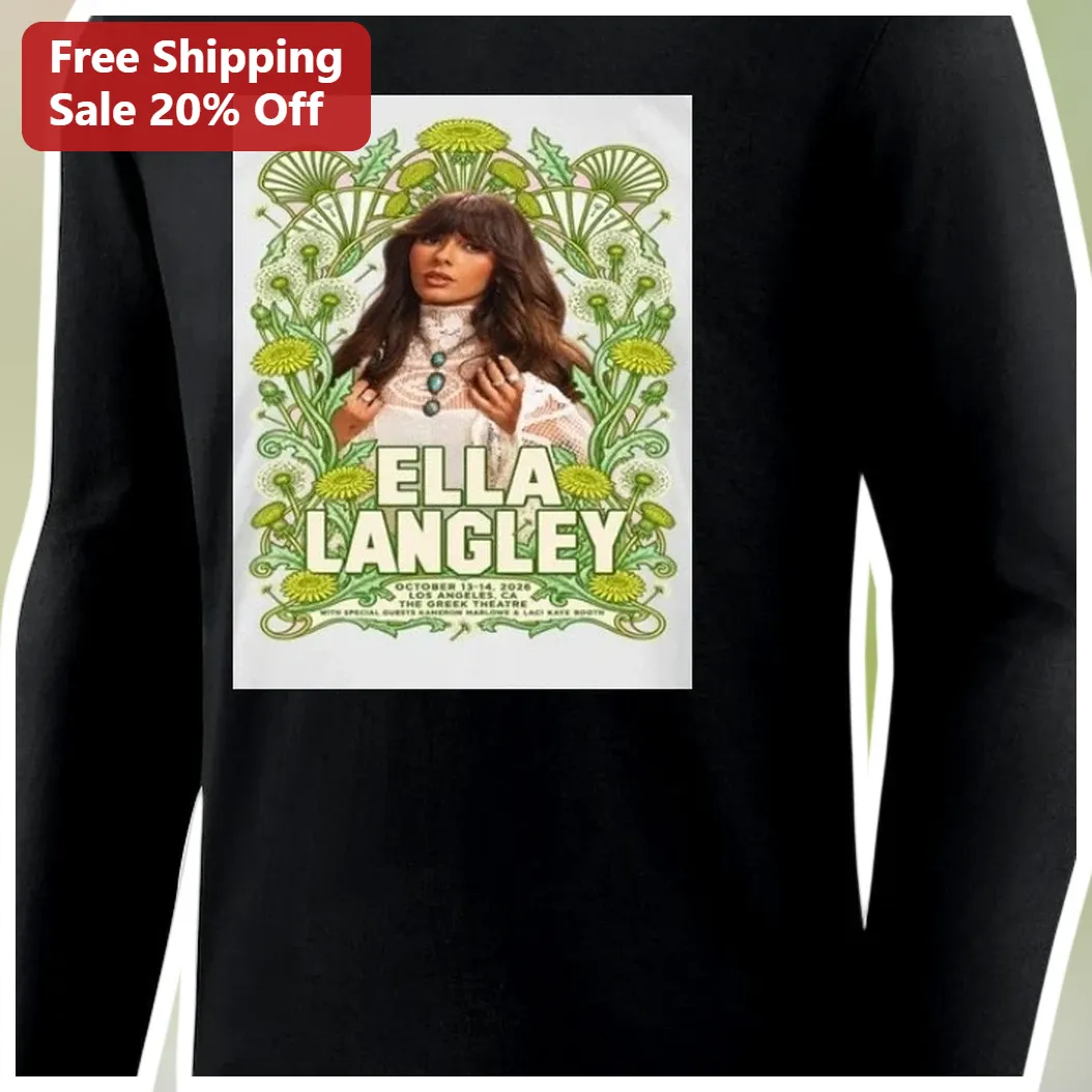 Ella Langley Long Sleeve Tee Country Music Fan Gift Art Nouv — Los Angeles Ella Langley Long Sleeve Tee Country Music Fan Gift Art Nouveau Dandelion Design available at our Los Angeles warehouse
