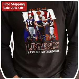 End of an Era Legends Thank You For The Memories Chicago Bears Long Sleeve Shirt Vintage NFL Tribute available at our Los Angeles warehouse