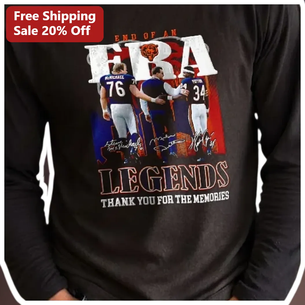 End of an Era Legends Thank You For The Memories Chicago Bea — Los Angeles End of an Era Legends Thank You For The Memories Chicago Bears Long Sleeve Shirt Vintage NFL Tribute available at our Los Angeles warehouse