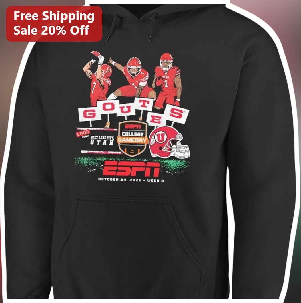 ESPN College Gameday Hoodie Utah Utes Football Fan Gear Blac — Los Angeles ESPN College Gameday Hoodie Utah Utes Football Fan Gear Black Pullover available at our Los Angeles warehouse