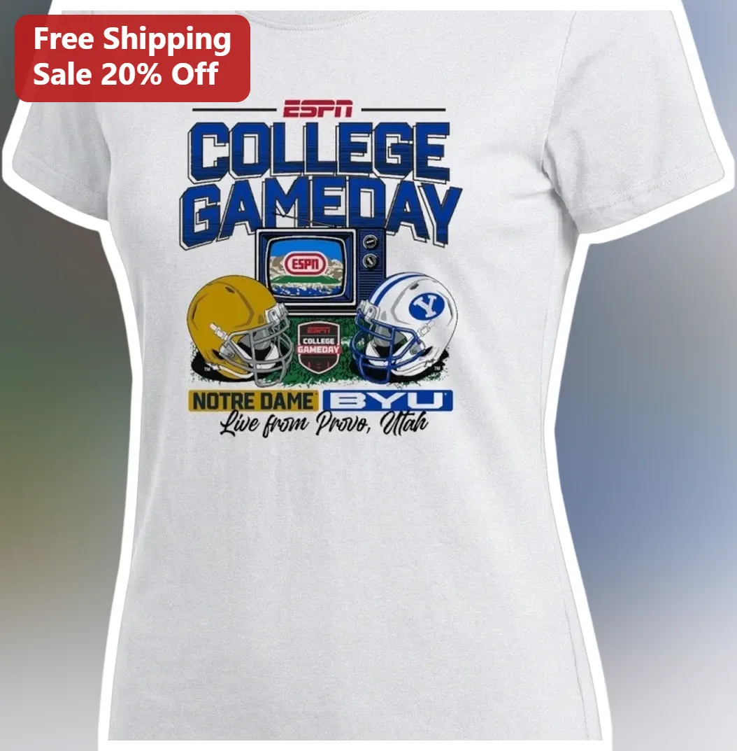 ESPN College GameDay Notre Dame BYU Live from Provo Utah Tee — Los Angeles ESPN College GameDay Notre Dame BYU Live from Provo Utah Tee available at our Los Angeles warehouse