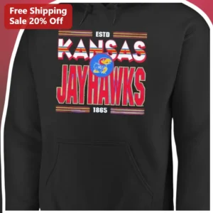 ESTD Kansas Jayhawks Vintage Retro Hoodie available at our Los Angeles warehouse