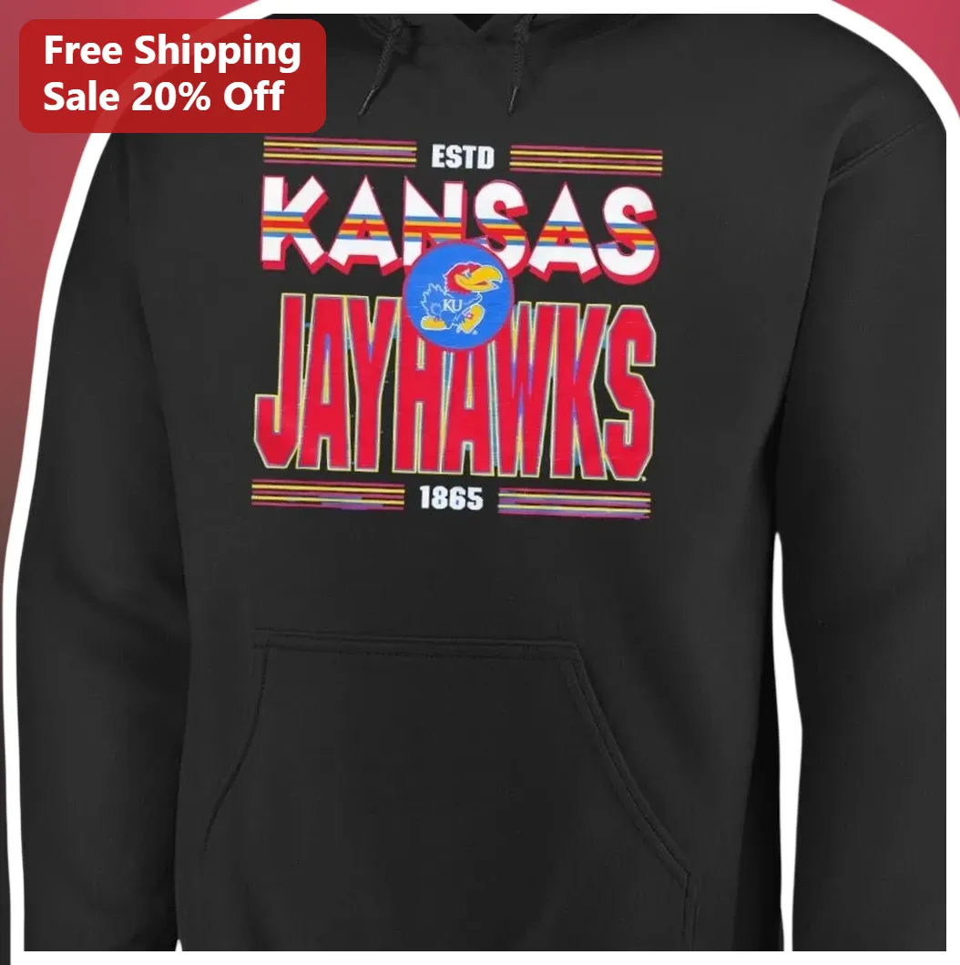 ESTD Kansas Jayhawks Vintage Retro Hoodie available at our Los Angeles warehouse