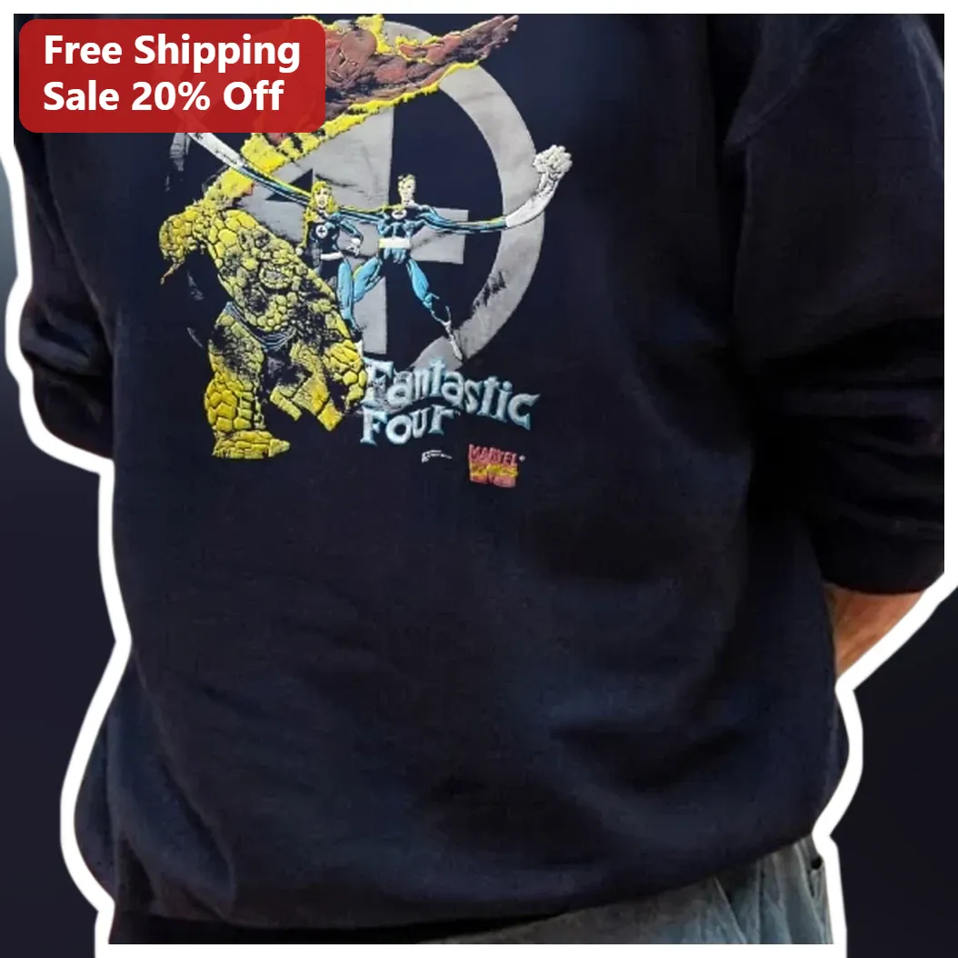 Fantastic Four Vintage Distressed Graphic Crewneck Sweatshirt for Men Women Marvel Comic Fans available at our Los Angeles warehouse