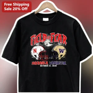 Field of Fear Nebraska Washington Halloween College Football Tee available at our Los Angeles warehouse
