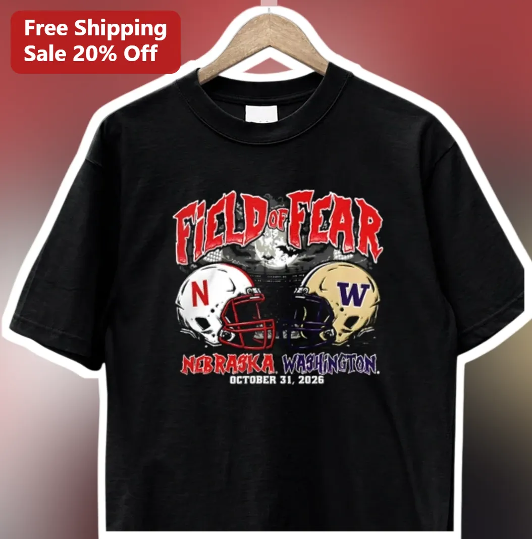 Field of Fear Nebraska Washington Halloween College Football — Los Angeles Field of Fear Nebraska Washington Halloween College Football Tee available at our Los Angeles warehouse