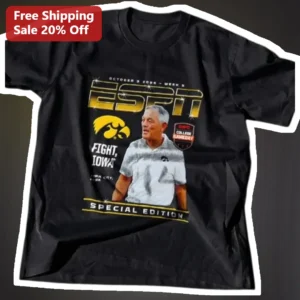 Fight Iowa Kirk Ferentz Hawkeyes College GameDay Tee available at our Los Angeles warehouse