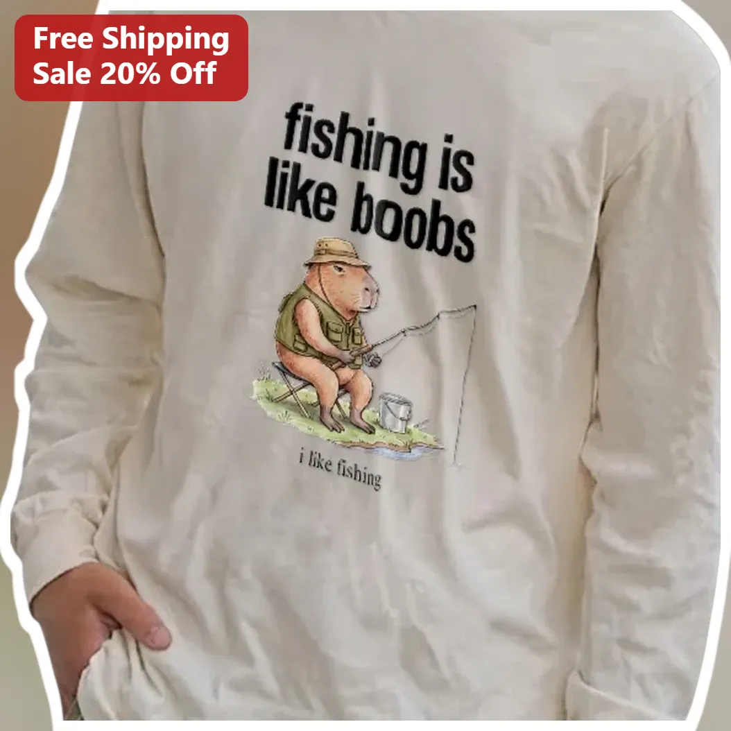 Fishing Is Like Boobs Funny Angler Long Sleeve Shirt available at our Los Angeles warehouse