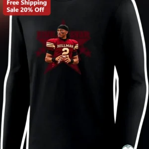 Five Star College Football QB Long Sleeve Tee Personalized Athlete Gift available at our Los Angeles warehouse