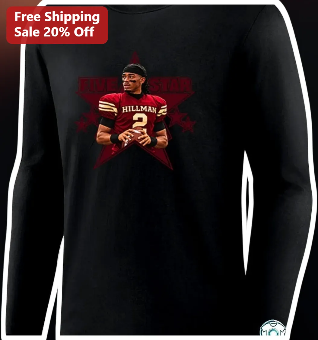 Five Star College Football QB Long Sleeve Tee Personalized Athlete Gift available at our Los Angeles warehouse