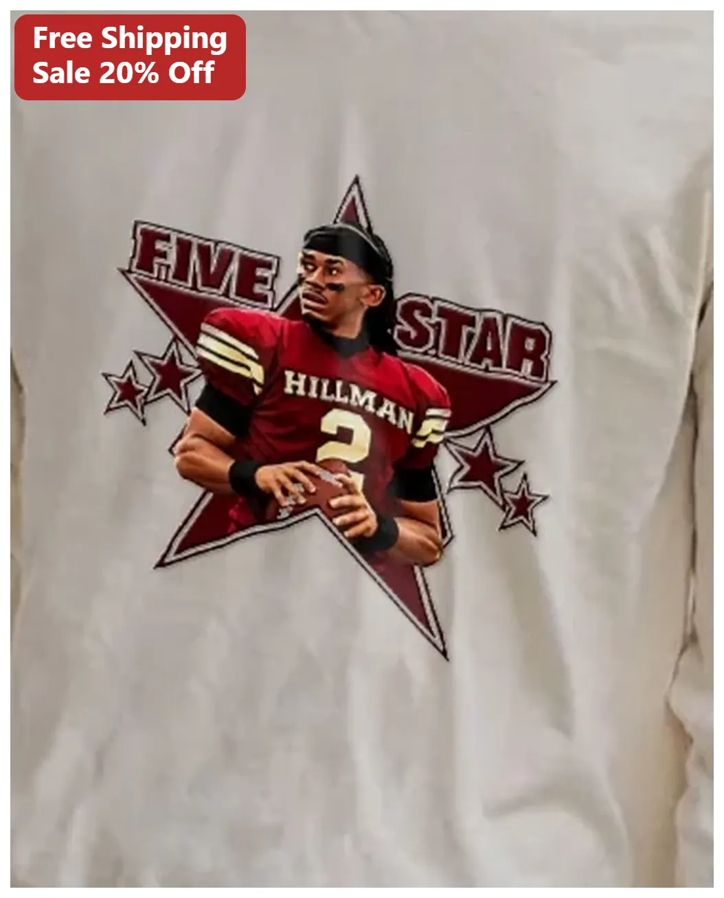 Five Star Football Player Graphic Tee Men's Sports Athlete Shirt available at our Los Angeles warehouse