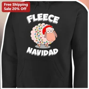 Fleece Navidad Hoodie Funny Sheep Santa Hat Christmas Gift Unisex Holiday Sweatshirt available at our Los Angeles warehouse