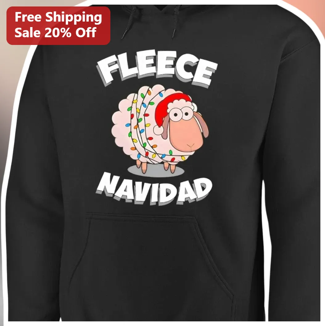 Fleece Navidad Hoodie Funny Sheep Santa Hat Christmas Gift Unisex Holiday Sweatshirt available at our Los Angeles warehouse