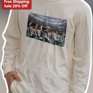 Football Team Victory Celebration Long Sleeve Tee Vintage Sports Photography Fan Gear available at our Los Angeles warehouse
