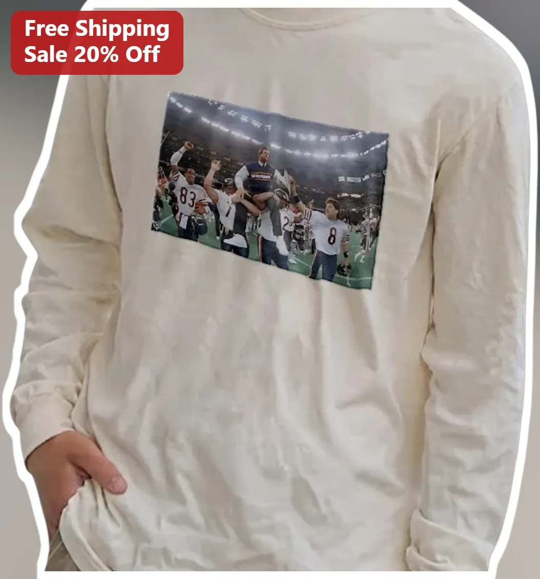 Football Team Victory Celebration Long Sleeve Tee Vintage Sports Photography Fan Gear available at our Los Angeles warehouse