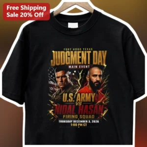Fort Hood Texas Judgment Day Nidal Hasan Firing Squad Graphic Tee available at our Los Angeles warehouse