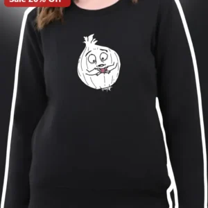 Funny Onion Character Sweatshirt Cute Cartoon Vegetable Gift for Foodies and Vegans available at our Los Angeles warehouse