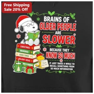 Funny Snoopy Christmas Hoodie Older People Brain Recall Humor Gift for Grandparents available at our Los Angeles warehouse