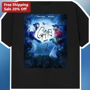 Game 5 Tee Baseball Rays vs Guardians Junior Caminero Jose Ramirez Personalized Fan Shirt available at our Los Angeles warehouse