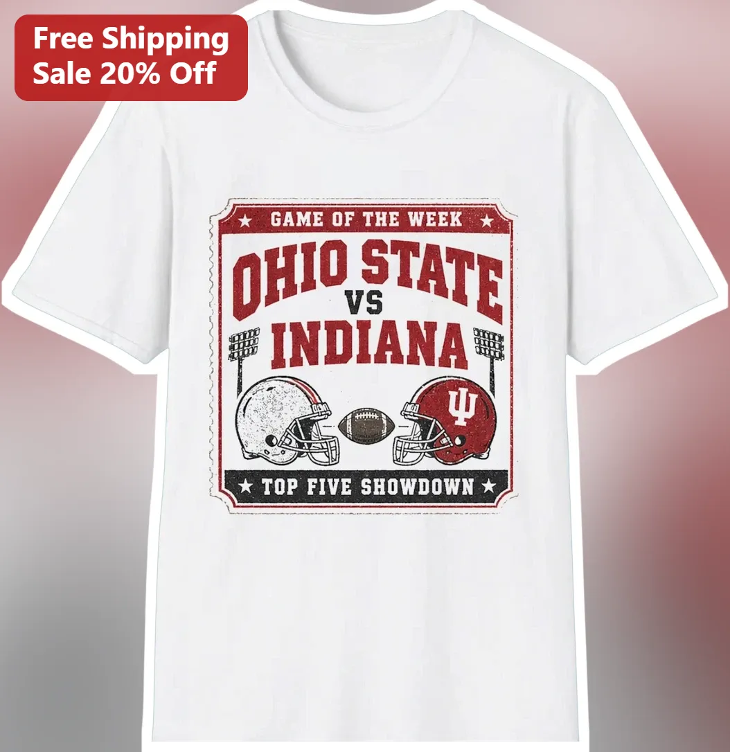 Game of the Week Ohio State vs Indiana Top Five Showdown Vin — Los Angeles Game of the Week Ohio State vs Indiana Top Five Showdown Vintage College Football Rivalry Tee available at our Los Angeles warehouse