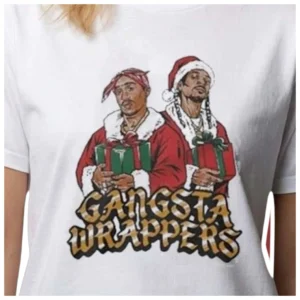 Gangsta Wrappers Tee Tupac Snoop Dogg Santa Christmas Graphic Shirt available at our Los Angeles warehouse