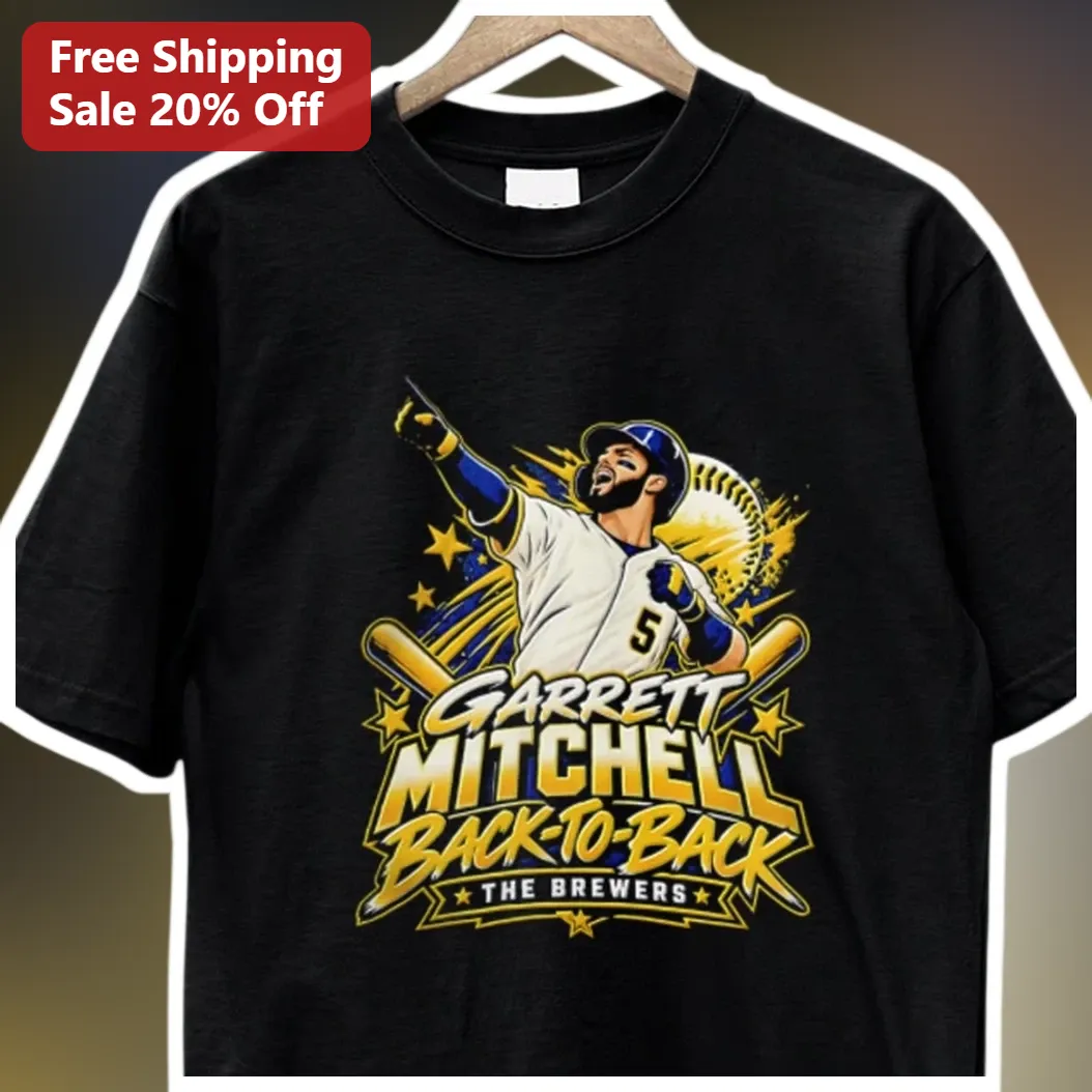 Garrett Mitchell Back-To-Back The Brewers Tee Milwaukee Baseball Fan Apparel available at our Los Angeles warehouse