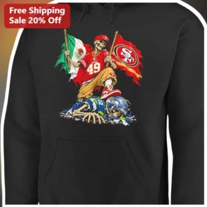 George Kittle Hoodie San Francisco 49ers Skeleton Design NFL Fan Apparel available at our Los Angeles warehouse
