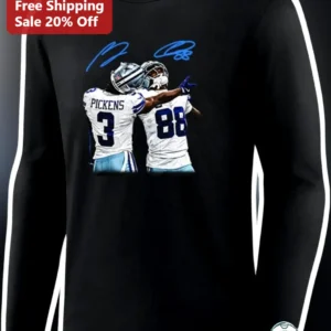 George Pickens Long Sleeve Shirt Dallas Cowboys NFL Fan Gear Black Cotton Tee available at our Los Angeles warehouse