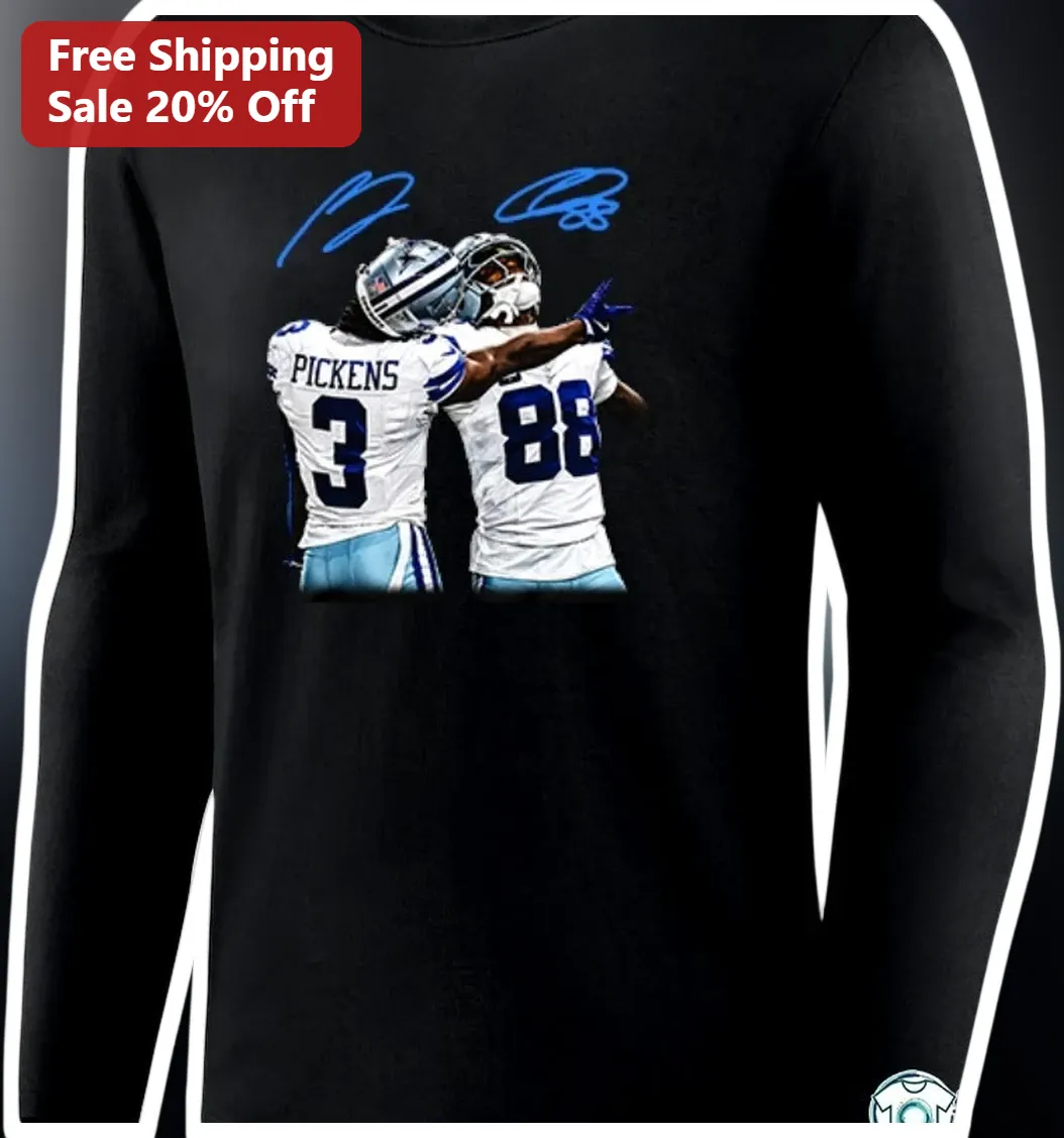 George Pickens Long Sleeve Shirt Dallas Cowboys NFL Fan Gear Black Cotton Tee available at our Los Angeles warehouse