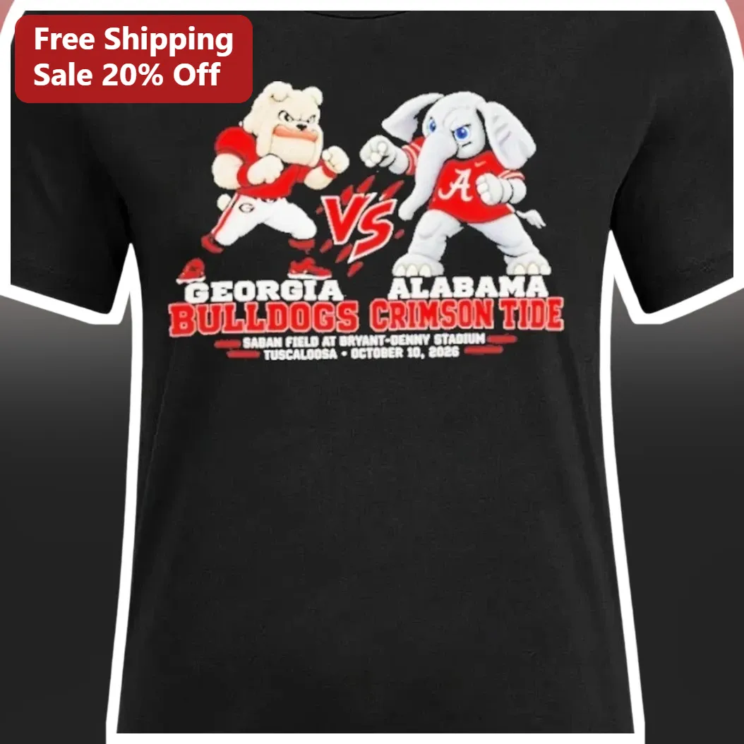 Georgia Bulldogs vs Alabama Crimson Tide Tee Saban Field Bryant-Denny Stadium Tuscaloosa Oct 10 2026 available at our Los Angeles warehouse