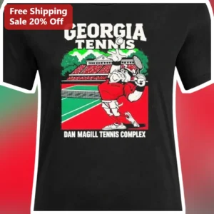 Georgia Tennis Dan Magill Tennis Complex Hairy Dawg Retro Vintage Graphic Tee available at our Los Angeles warehouse