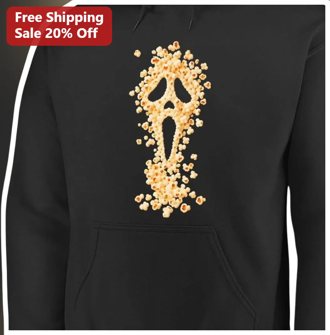 Ghostface Hoodie Popcorn Mask Horror Movie Halloween Pullove — Los Angeles Ghostface Hoodie Popcorn Mask Horror Movie Halloween Pullover Gift for Men Women available at our Los Angeles warehouse