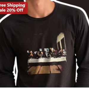 Ghostface Long Sleeve Tee Scream Movie Parody Last Supper Horror Shirt Halloween Gift available at our Los Angeles warehouse
