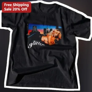 Glitter Mariah Carey Y2K Retro Music Graphic Tee Black Cotton T-Shirt for Women available at our Los Angeles warehouse