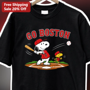 Go Boston Tee Snoopy Red Sox Baseball Graphic Shirt for Men Women available at our Los Angeles warehouse