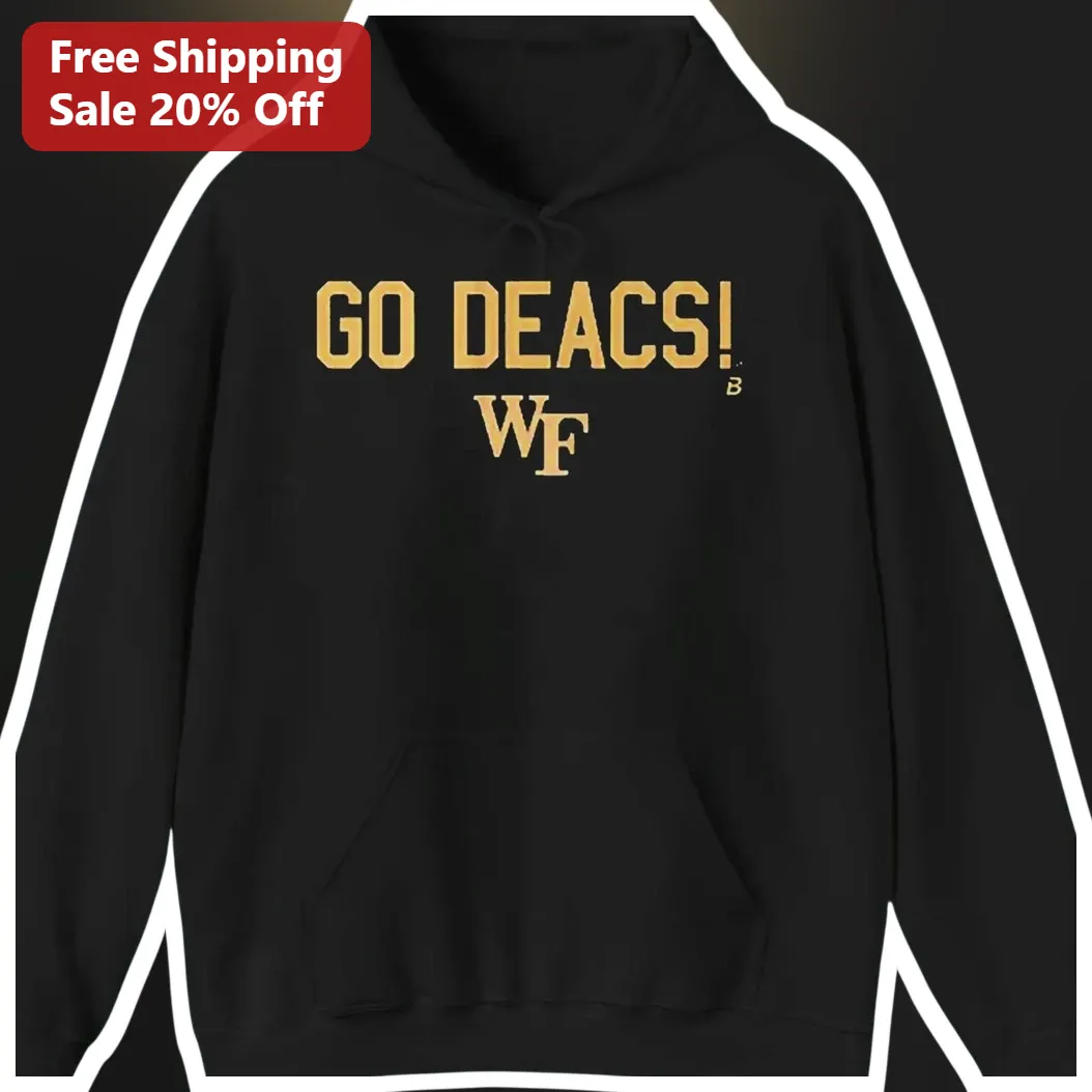 Go Deacs WF Wake Forest Demon Deacons Hoodie Black Gold Collegiate Spirit Wear for Men Women available at our Los Angeles warehouse