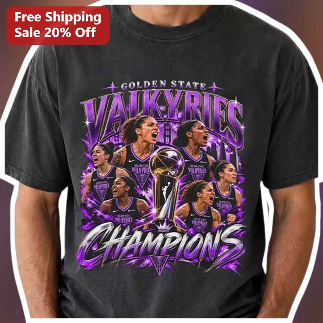 Golden State Valkyries Champions Tee WNBA Championship Celeb — Los Angeles Golden State Valkyries Champions Tee WNBA Championship Celebration Shirt available at our Los Angeles warehouse