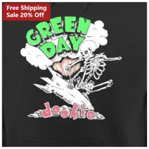 Green Day Dookie Hoodie Punk Rock Skeleton Missile Graphic Apparel available at our Los Angeles warehouse